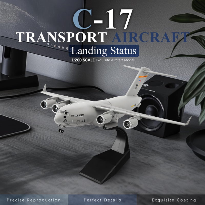 HANGHANG 1/200 Scale US Air Force C-17 Global Overlord Strategic Transport Aircraft Alloy Aircraft Attack Plane Metal Fighter Military Model Fairchild Republic Diecast Plane Model for Collection - Image 2